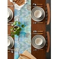 thumbnail image 5 of Teal Blue Owl Burlap Cotton Table Runner 14x72 Inches Long, Modern Flowers Birds on Branch Farmhouse Table Runners, Outdoor Dining Tablecloths Decor for Baby Shower/Party/Wedding, 5 of 6