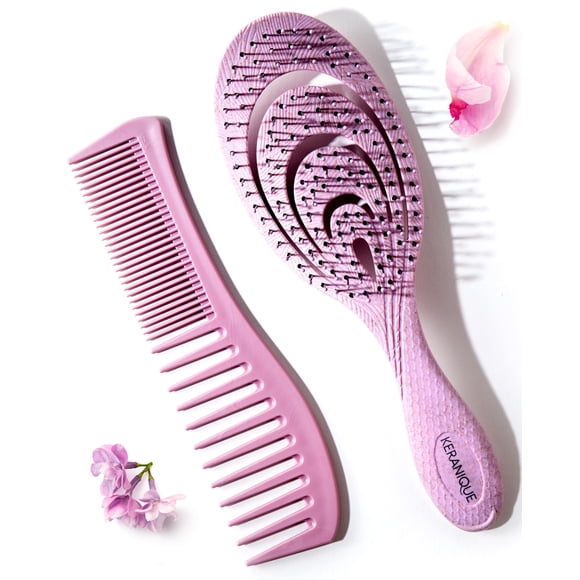 Juego de cepillo y peine para desenredar, suave para el cuero cabelludo, cepillo para desenredar y peine para peinar para mujeres, peine y cepillo para cabello fino, grueso, rizado, liso y todos los d