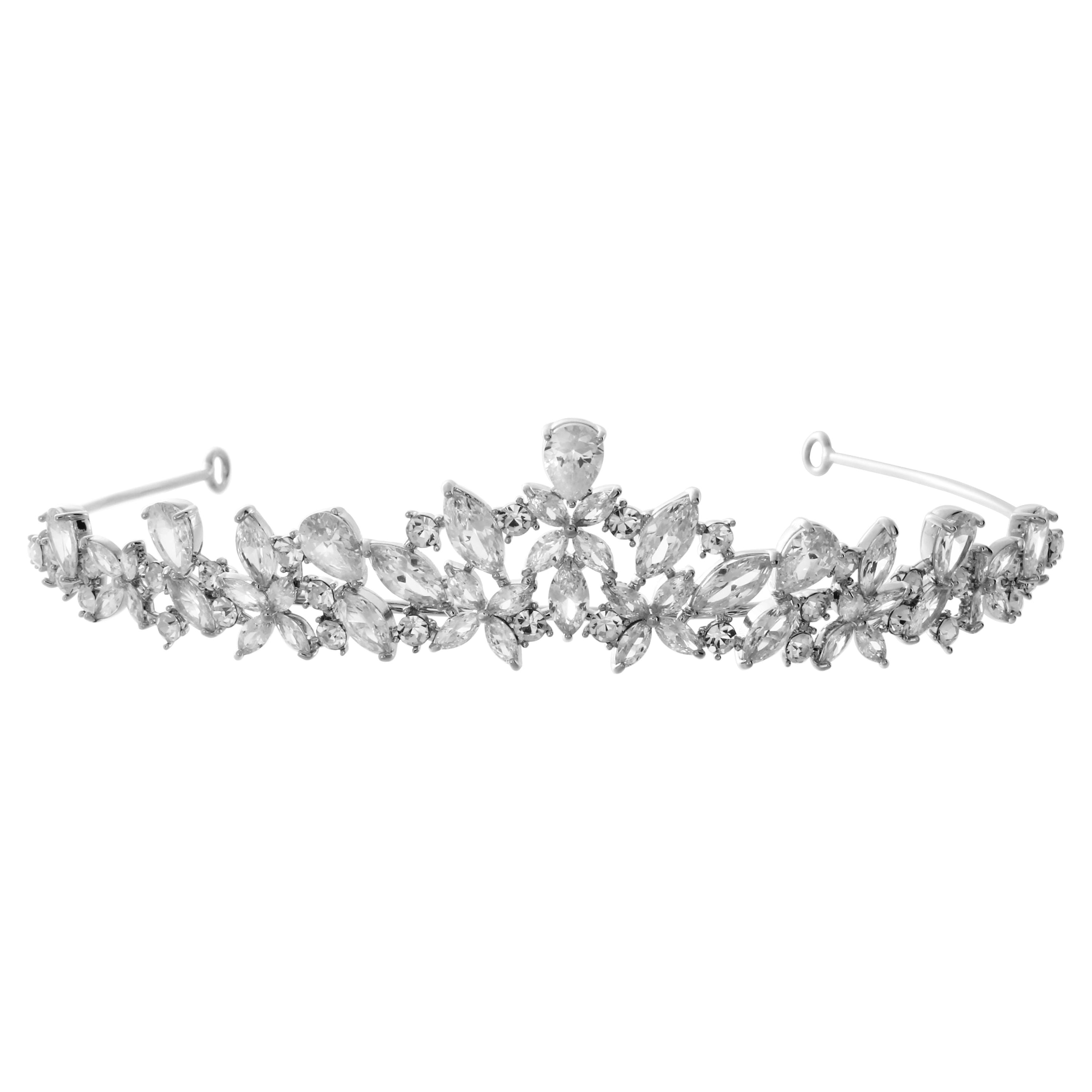 Believe by Brilliance Silver Plated Heart Tiara with Cubic