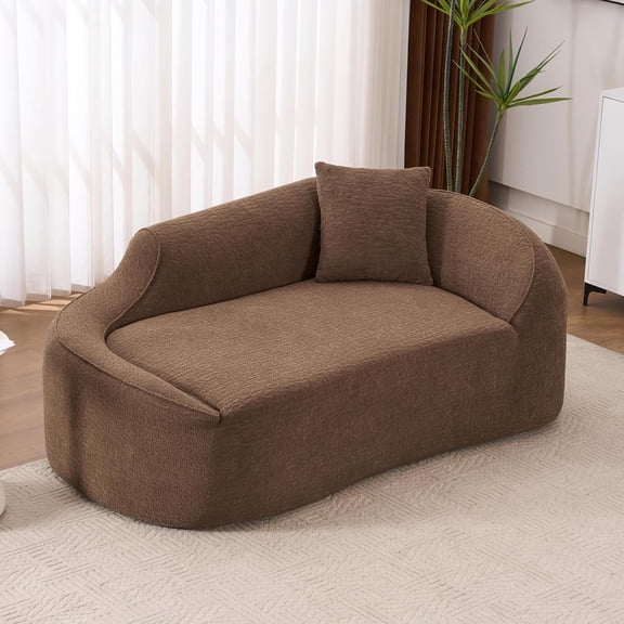 YWEN Modern Chaise Lounge with Pillow, Chenille Comfy Cloud Couch for Living Room Bedroom Apartment, No Assembly Needed Lasting Support