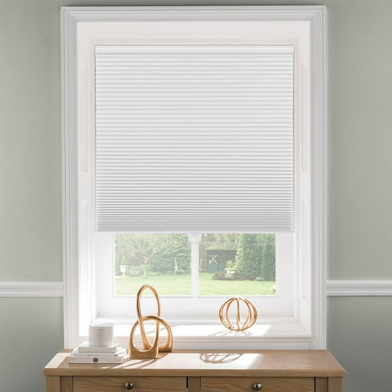 Keego Cordless Blackout Cellular Shades for Windows Bottom up Pleated Window Blinds Waterproof Thermal Insulated Honeycomb Blinds for Home, Office and Bedroom, White 30.5"W x 36"H