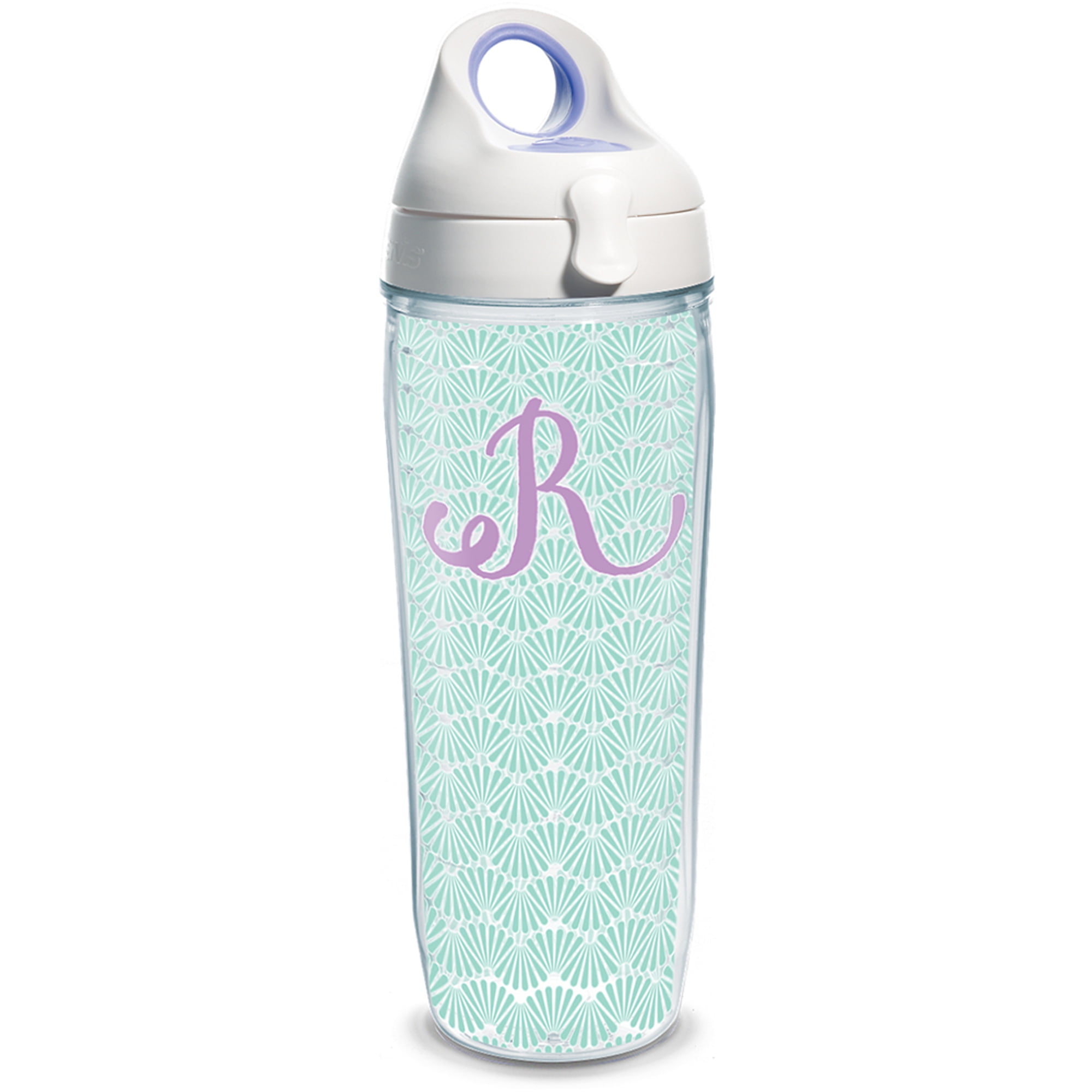Initial R Teal Scallop 24 oz Water Bottle with lid