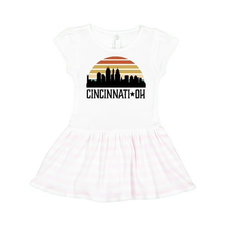 

Inktastic Cincinnati Ohio Skyline Retro Gift Toddler Girl Dress