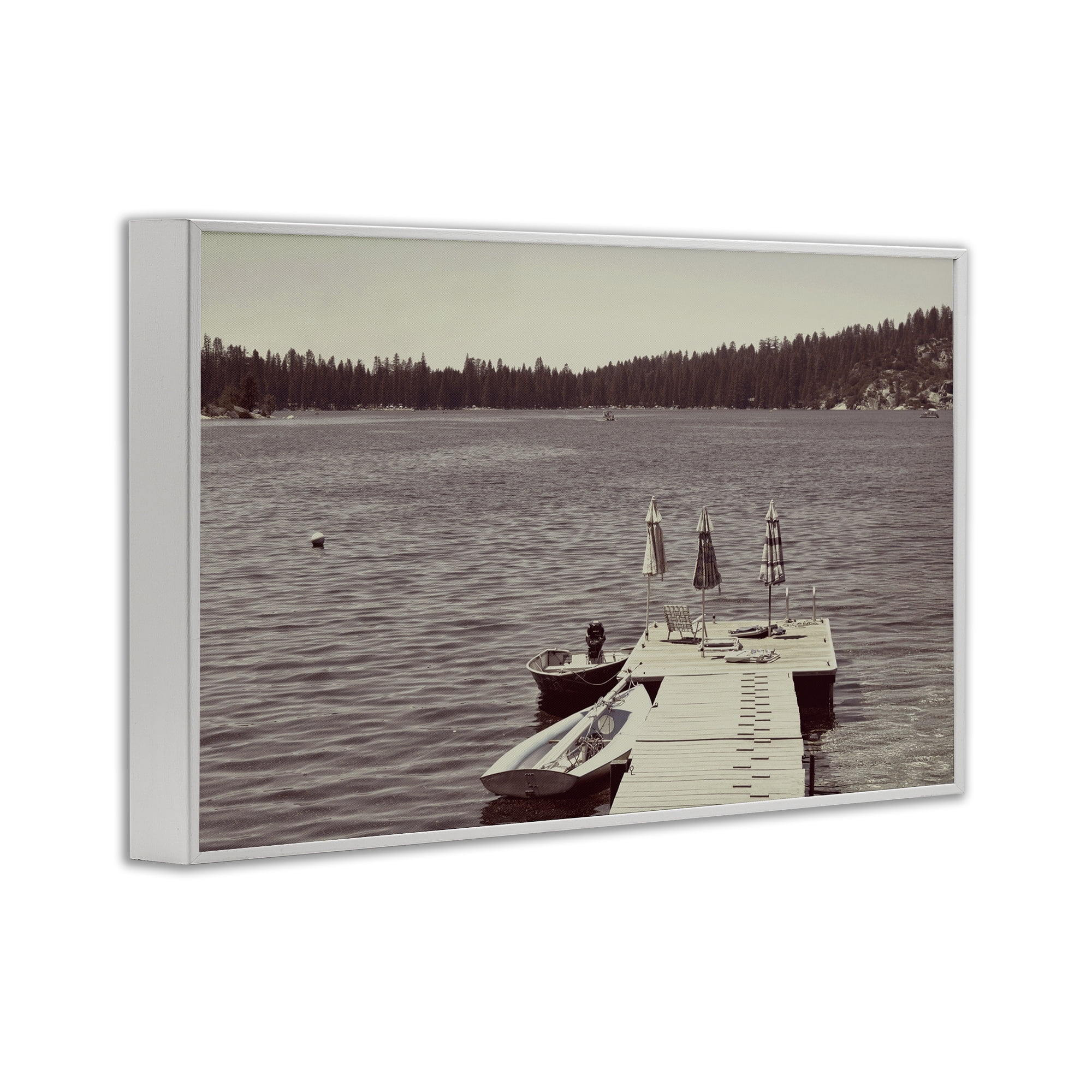 Stupell Industries Vintage Lake Life Dock White Framed Giclee Art, design by Gemma Bardot