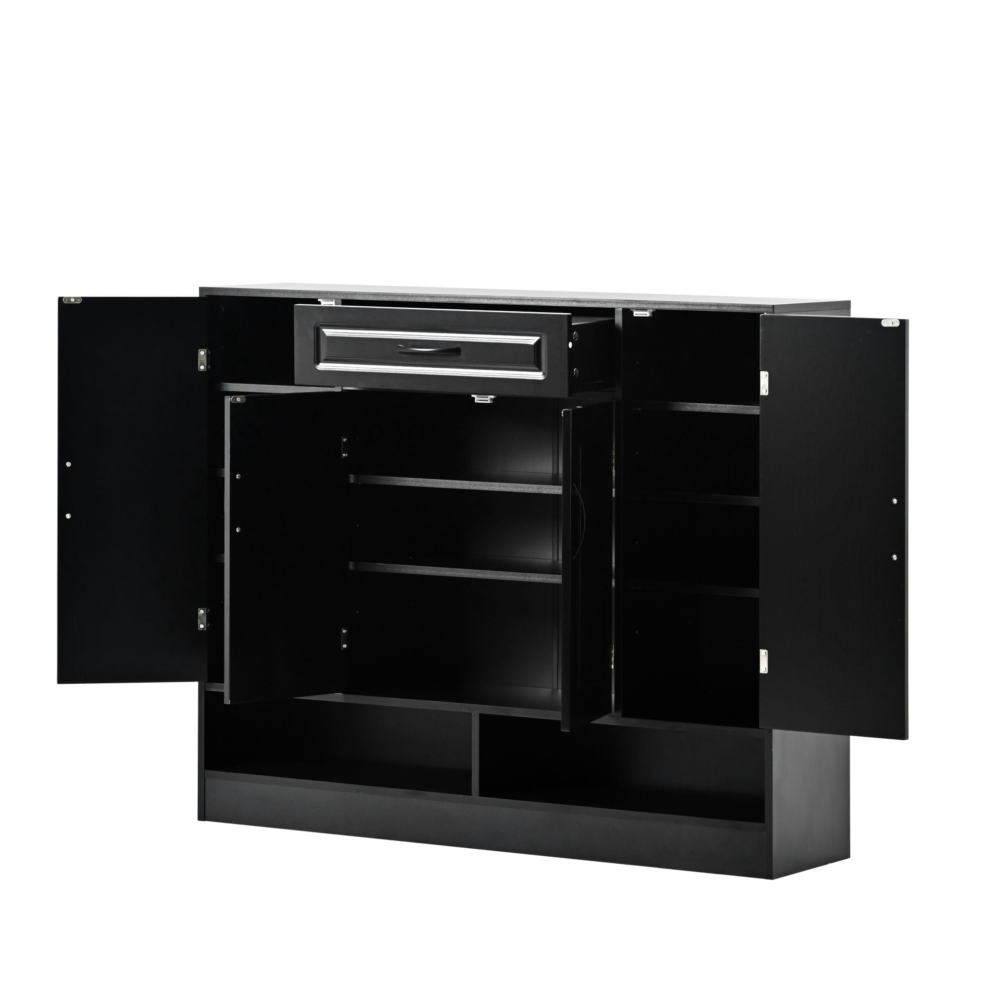 DEALTOPS Modern Minimalist Shoe Cabinet with Ample Storage Space and Adjustable Shelves, Freestanding Wooden Shoe Rack for Entryway - Black