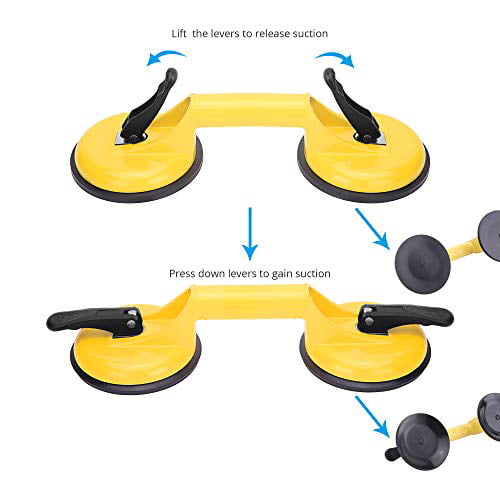 FCHO Glass Suction Cups Heavy Duty Aluminum Handle Glass Holder Hooks to Lift Large Glass/Moving Glass/Pad for Lifting/ Dent Fixer 