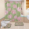 thumbnail image 7 of RMDQTR Shower Curtain and Rug Sets 4pcs Bathroom Sets Includes 12 Free Hooks 66" x 72" Blush Tulip Meadow, 7 of 7