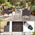 thumbnail image 4 of Gymax  Set of 3 Patio Wicker Bistro Set 2 Rattan Chairs w/Double-Tier Tempered Glass Table Beige, 4 of 7