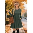 thumbnail image 3 of WIHOLL Long Sleeve Dresses for Women Fall Midi Dresses Elegant Casual Crew Neck Empire Waist Tunic Dress with Pockets, 3 of 11