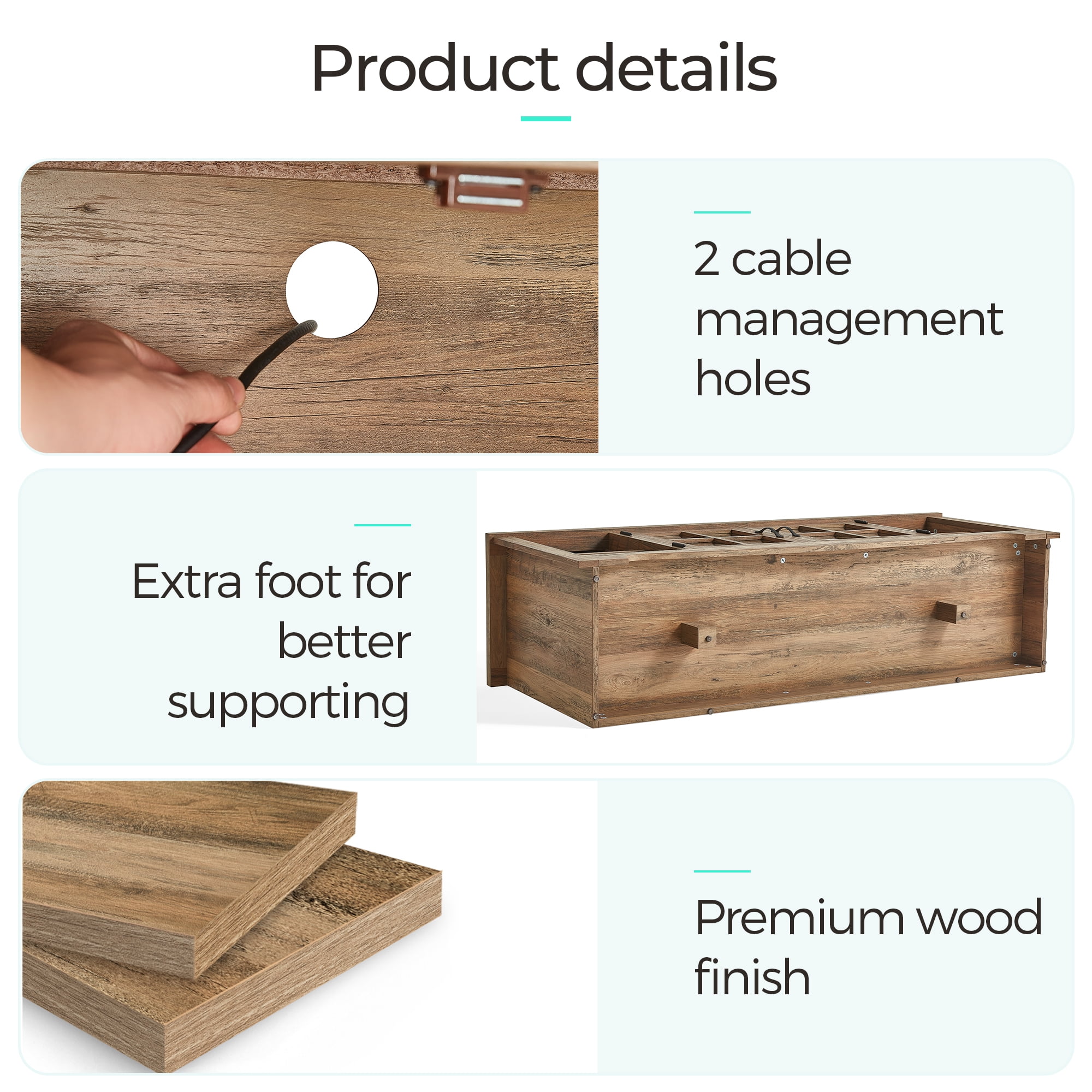 LINSY HOME Modern Farmhouse TV Stand for TVs up to 75", Home Entertainment Center with Storage Cabinet and Adjustable Shelves, Brown