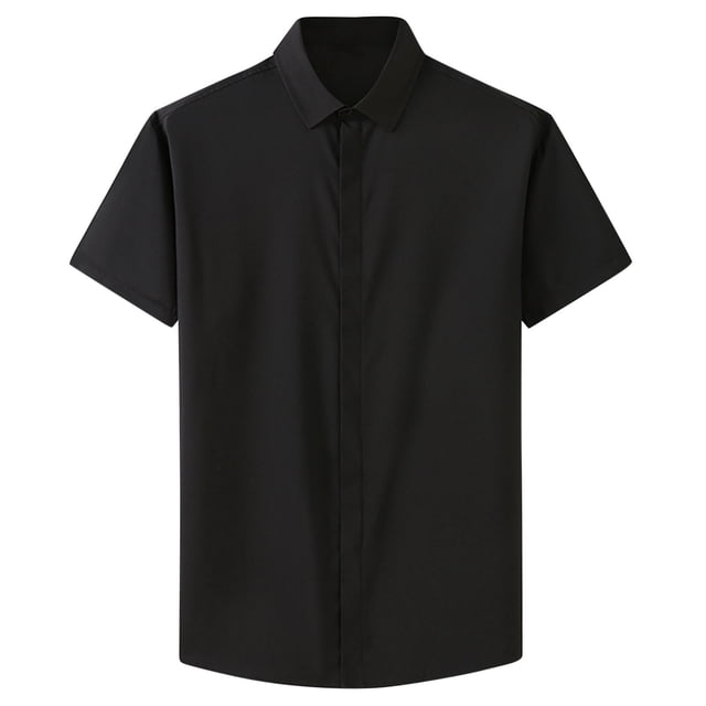YanHoo Button Down Shirts for Men Short Sleeve Button Up Beach Shirts Solid Casual Summer T-Shirts
