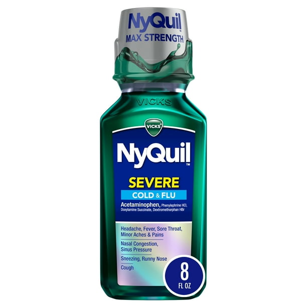 Vicks NyQuil Severe Max Strength Cold, Cough & Flu Medicine, 8 fl oz