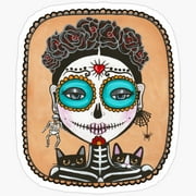 Day Of The Dead Girl With Cats Sticker Phone Decal Water Bottle Stickers Car Decals, Laptop Sticker