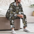 thumbnail image 7 of Honeii Ink Graffiti Owl Pattern Mens Pajamas Set,2pcs Men's Lounge Long Sleeve Sleep Shirt and Pajama Bottoms Sleepwear Set,Mens Pjs Sets-X-Large, 7 of 7