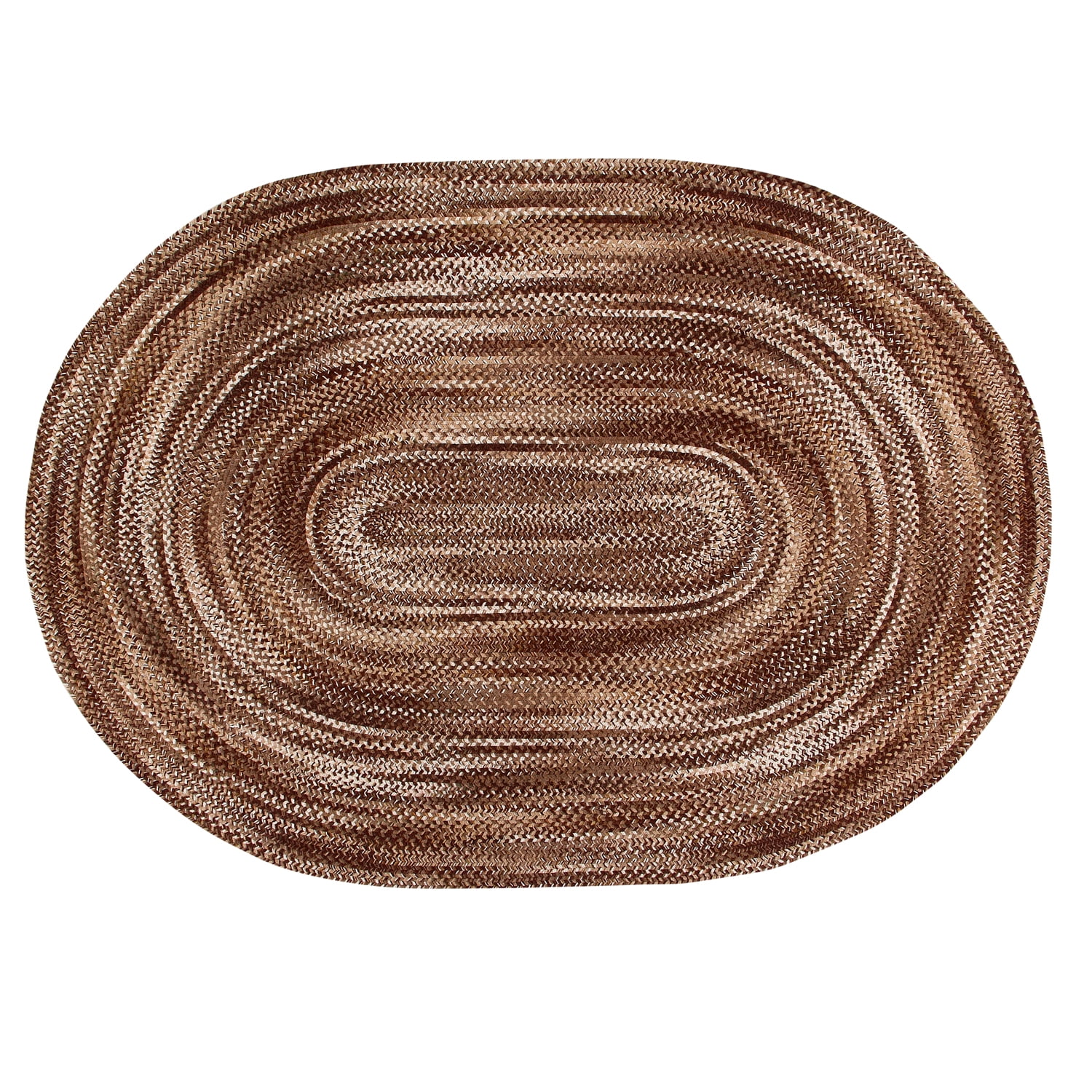 Better Trends Oval Braided Rug 5' x 7' 100% Cotton Rug for Indoor Use, Area Rug for Bedroom Ombre Chenille Collection - (Brown)