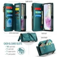 thumbnail image 2 of Compatible with Samsung Galaxy A15 Rugged PU Leather Wallet Case, Card Slots Zipper Pocket Lanyard Crossbody Strap Kickstand RFID Blocking Full Body Protection Cover for A15, Green, 2 of 10