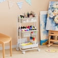 thumbnail image 5 of Baby Diaper Caddy Organizer Cart - 3 Tier Rolling Storage with Detachable Dividers & Lockable Wheels for Nursery, Bedroom, Craft (Off White), 5 of 7