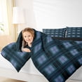 thumbnail image 4 of Homewish Blue Checkered Queen Comforter Set,Minimalist Plaid Bedding Sets,Geometric Grid Print Bedding Comforter Set For Girls Teens,Breathable Home Decor Reversible,3 Pieces, 4 of 8