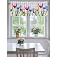 thumbnail image 3 of Curtain Valance for Windows,Colorful Tulip X-Ray Flower Kitchen Valances Rod Pocket Short Curtains,Gray Buffalo Plaid Window Treatment Panel for Bedroom Bathroom 42"x18", 3 of 7