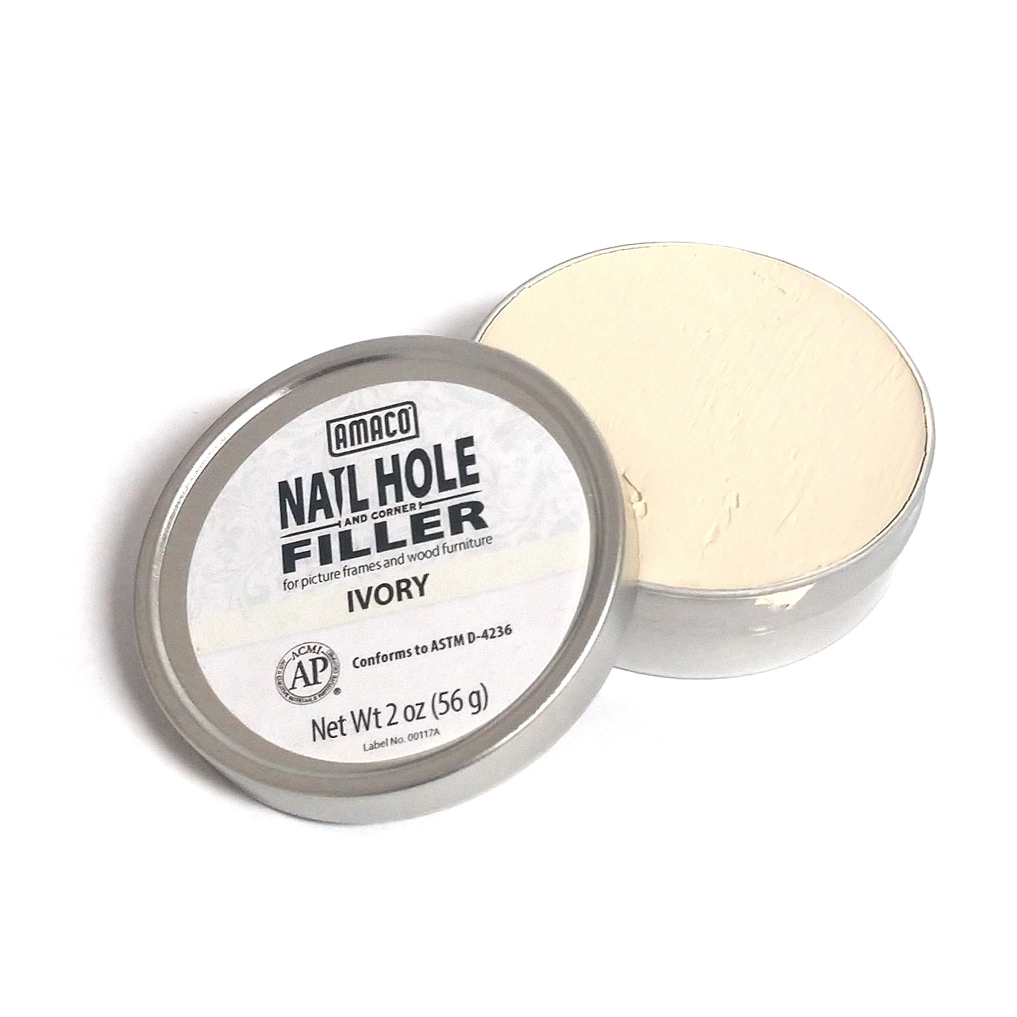 Amaco Nail Hole and Corner Filler for Wood, 2 Oz Tin, Ivory