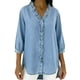 thumbnail image 1 of Tops de Verano de Mujer con Mangas Casual Faux Denim Cuello en V Ruffled Tres Cuartos de Manga Blusa, Ligero Y Cómodo para el Uso Diario, 1 of 5