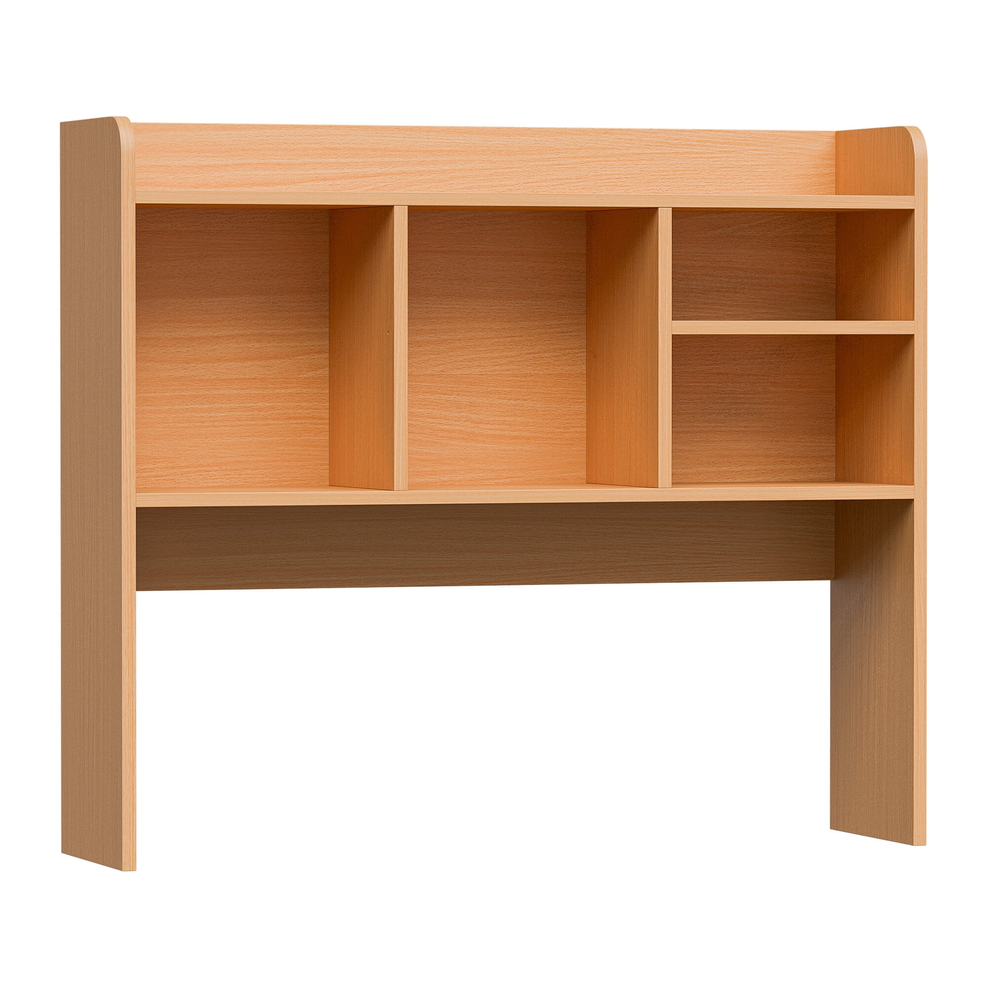 ZENY Desktop Bookshelf Storage Tabletop Display Hutch with 4 Shelves Wood Frame Freestanding Desk Organizer, Natural