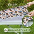 thumbnail image 6 of Beige Background Football Helmets Pattern Square Fitted Tablecloth with Elastic Edge,Square Table Cover,Washable Elastic Table Cover for Home Kitchen Party Decor 34"x34", 6 of 6