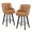 Light brown, variant on Strundghti 360° Swivel Counter Stool with Padded Back and Armrests, PU Leather Seat on Matte Black Solid Wood Legs, Footrest Ring Bar Chair for Kitchen Island, Home Bar, Cafe and Dining Space, Black