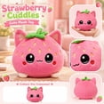 thumbnail image 2 of Knisume Cute Strawberry Cat Stuffed Animals in Sitting Pose - Soft Cartoon Plush Toy Doll, Warm Cuddly Companion, Plush for Home & Gifting,A, 2 of 7