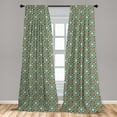 thumbnail image 5 of Ambesonne Orient Curtains, Daffodils, Pair of 28"x84", Teal Orange, 5 of 5