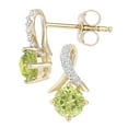 thumbnail image 2 of 9ct Gold Jewelco London 5pts Diamond 0.62ct Peridot Kiss Crossover Stud Earrings, 2 of 4
