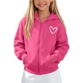 thumbnail image 4 of Atogsazn Kids Girls Full Zip Hoodies Childrens Casual Loose Fit Hooded Sweatshirt Fall Winter Tops Clothes Hot Pink 5-6 Years Fashion, 4 of 8