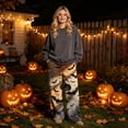 thumbnail image 2 of Fabrcox Women's Pajama Bottoms Flannel Halloween Funny Pumpkin Ghost Women Sleep Pants Spider Web Spooky Fall Winter Warm Comfy Fluffy Wide Leg Women’s Lounge Pants White XL, 2 of 6
