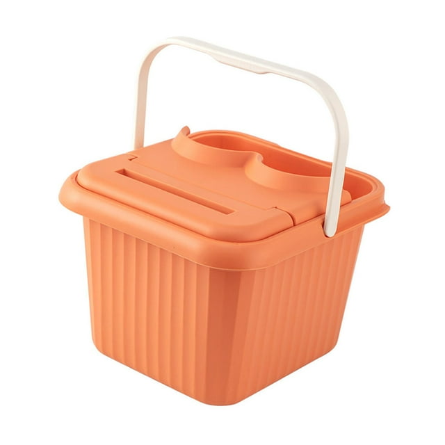Lavabo para pies, bañera de para pies, 23,5 cm de altura, con tapa con asa, cubo para pies, lavabo para lavar los pies, para camping, limp Naranja