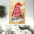thumbnail image 3 of Christmas Tapestry, Watercolor Santa Hat with Cursive Joy Love Peace Believe Lettering, Wall Hanging for Bedroom Living Room Dorm Decor, 60W X 80L Inches, Pastel Brown Vermilion, by Ambesonne, 3 of 5