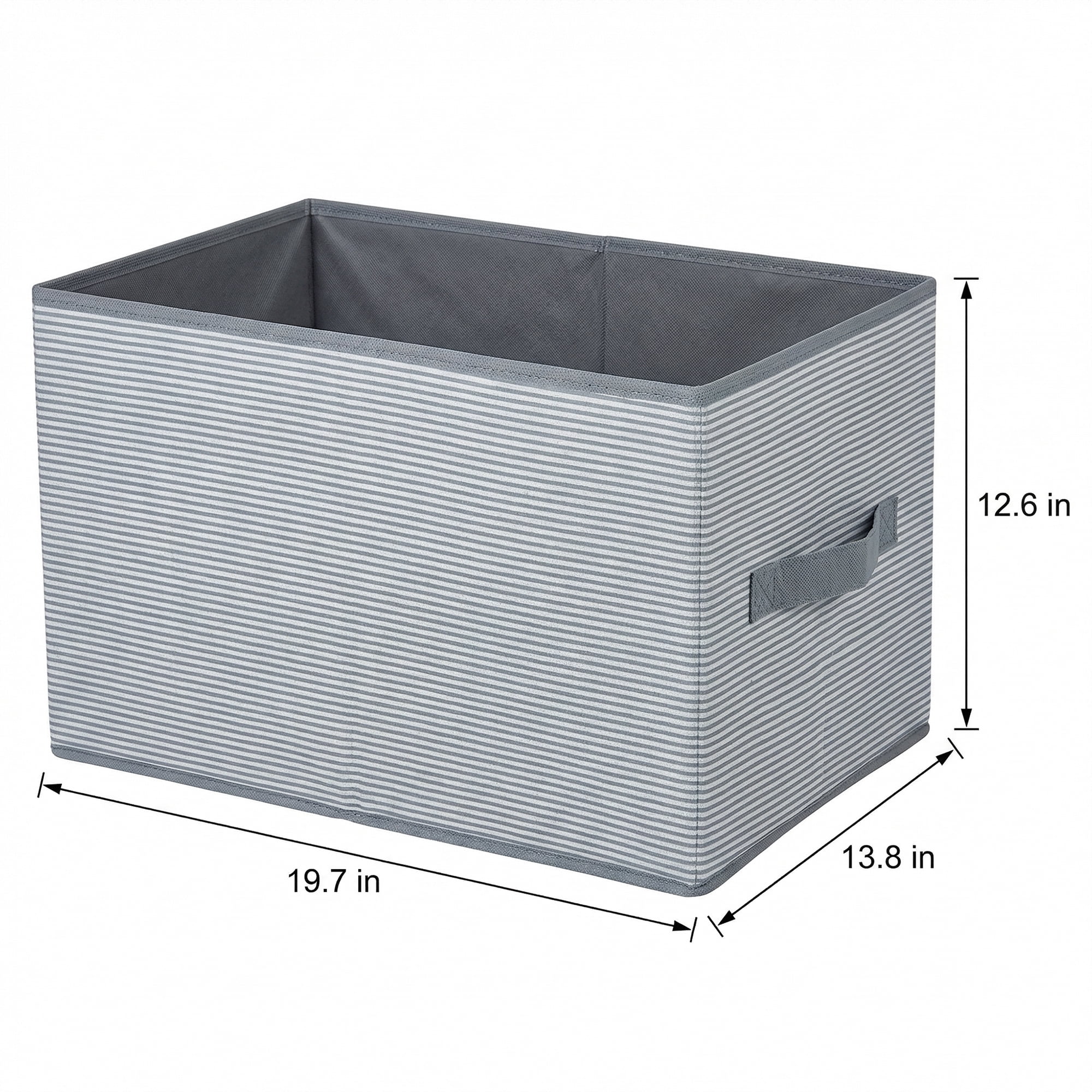 Unique Bargains 3pcs Fabric Storage Bin with Stripe Grey 19.7*13.8*12.6in