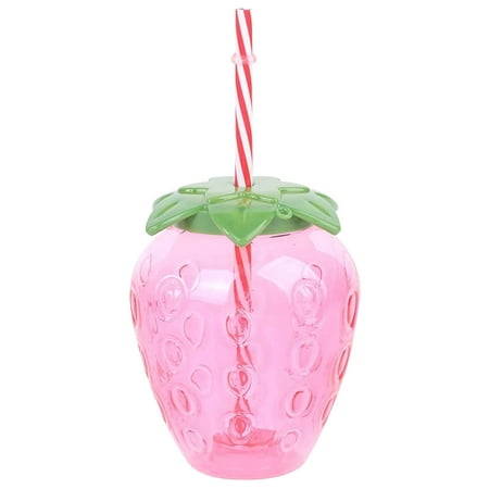 

Smrinog Strawberry Straw Cup - Leakproof Plastic Drinking Water Bottle Clear (1)