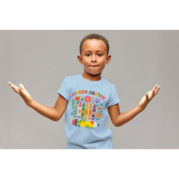 Kindergarten Kids T-Shirt - Back to School Floral Pencil Graphic Tee - Gift for Back to school