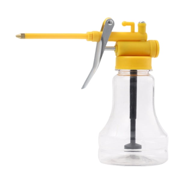 Aceitera manual con bomba y boquilla, profesional, multiusos. Manguera rígida amarilla