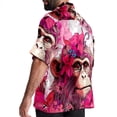 thumbnail image 3 of Pink Monkey Gorilla Men's Spread Collar Poplin Beach Shirts - Casual Printed Button Down Short Sleeve Summer Tops for Unisex, 3 of 6