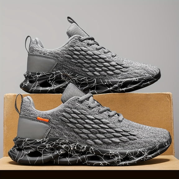 Men's Breathable Blade Type Shoes, Shock Absorption Soft Sole Comfy Outdoor Sneakers For All Seasons Outdoor Running Training
