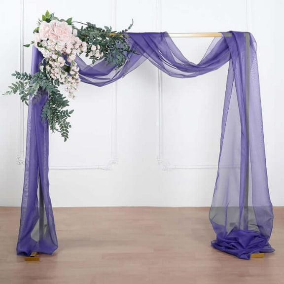 Efavormart 18Ft Purple Sheer Organza Curtain Panels, Window Scarf Valance Wedding Arch Draping Fabric for Top Table Event Party Home Decor Stair Bow Backdrop Curtain Decoration