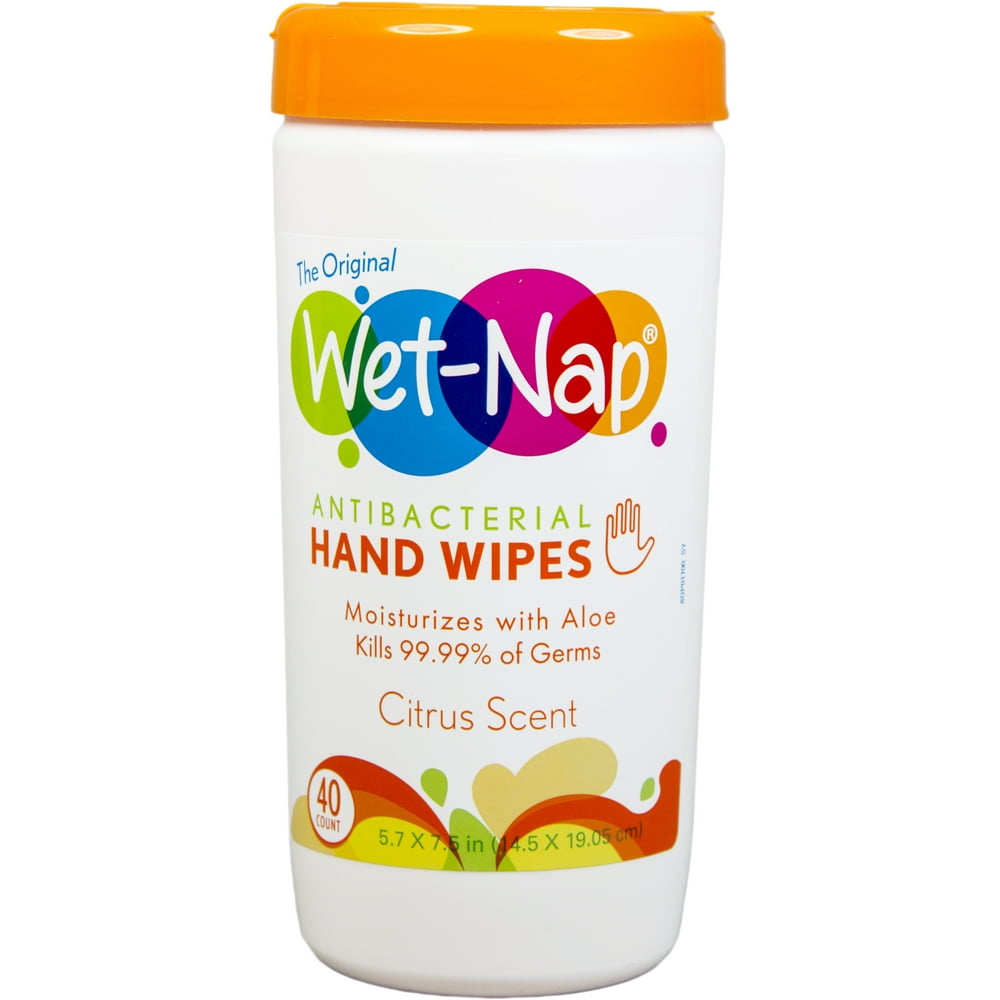 WetNap Citrus Scent Antibacterial Hand Wipes, 40 sheets