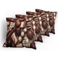 thumbnail image 5 of Ambesonne Chocolate Throw Pillow Cover 4 Pack, Candy Sweets Truffles, 20", Dark Brown Ivory, 5 of 7