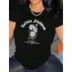 thumbnail image 1 of Camiseta de Mujer de Verano BásicaWomen'S Casual Sportswear T-Shirt with Letter Pattern, Round Neck, Medium Stretch Polyester for Casual Wear, All SeasonsFather's Day, Mother's Day, New Year, Spring, 1 of 6