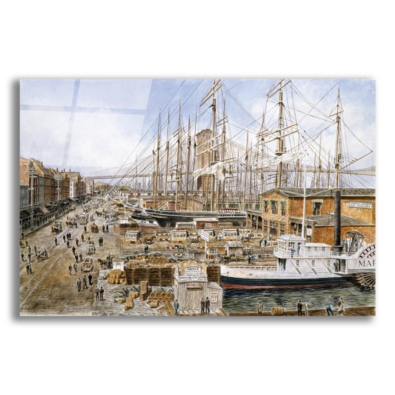 Epic Art 'Wall St. Ferry, Ny' by Stanton Manolakas, Acrylic Glass Wall Art, 16"x12"