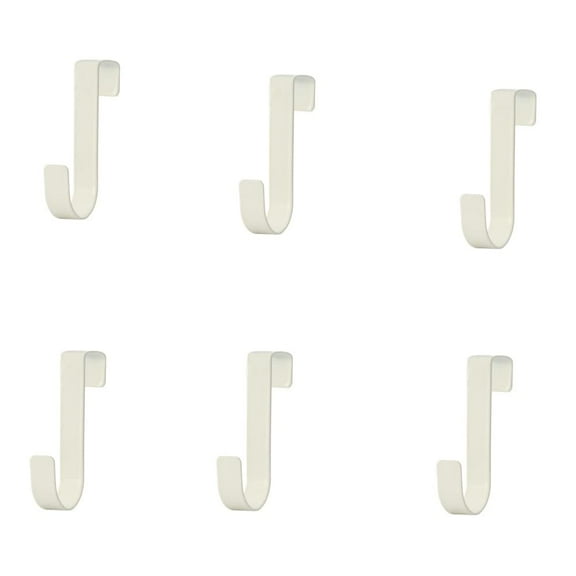 Door Hook for Bathroom, 6 Pack Kitchen Cabinet Hooks，Over Door Hooks for Bathroom Frameless Glass Shower Door,  for Hanging Clothes, Towels, Coats and More (White)