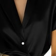 thumbnail image 6 of Womens Satin Summer Tops, Short Sleeve Shirts for Women Business Casual Loose Fit Lapel Button Down Dressy Blouses Blazer, 6 of 6