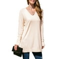 thumbnail image 1 of Doublju Women's Long Sleeve V-Neck Loose Fit Knit Sweater with Plus Size, 1 of 4