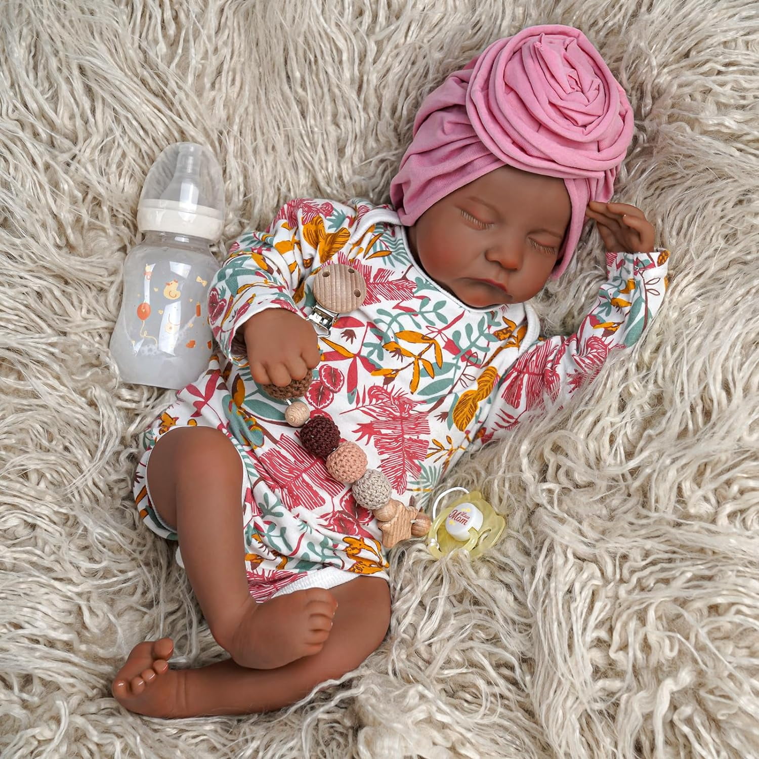 BABESIDE Lifelike Reborn Baby Dolls Black Girl, 20 Inch African American Baby Dolls Sleeping That Look Real with Soft Cloth Body
